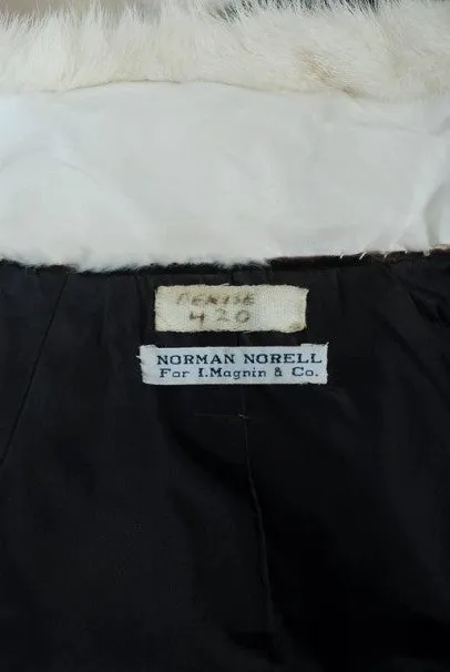 1970 Norman Norell Documented Brown Velvet & Ivory-White Mink Fur Princess Coat