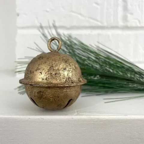 2 1/2" rustic cross-cut tin sleigh bell with brass finish