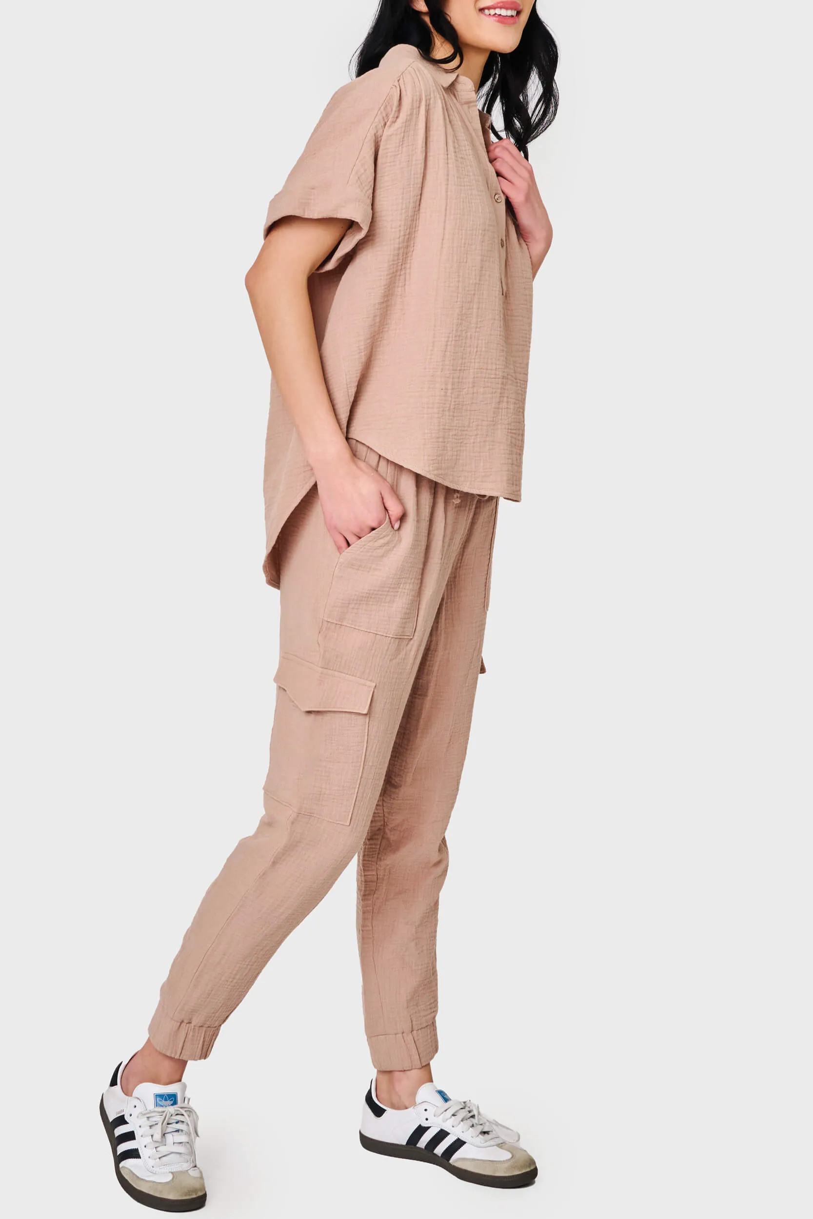 All Day Henley Cotton Gauze Top