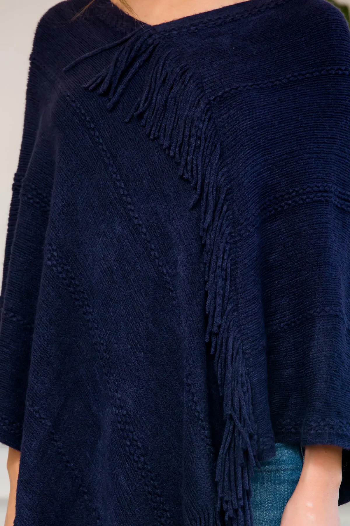 ASYMMETRIC FRINGE PONCHO/6PCS