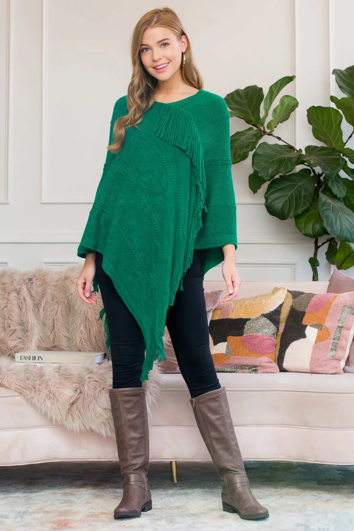 ASYMMETRIC FRINGE PONCHO/6PCS