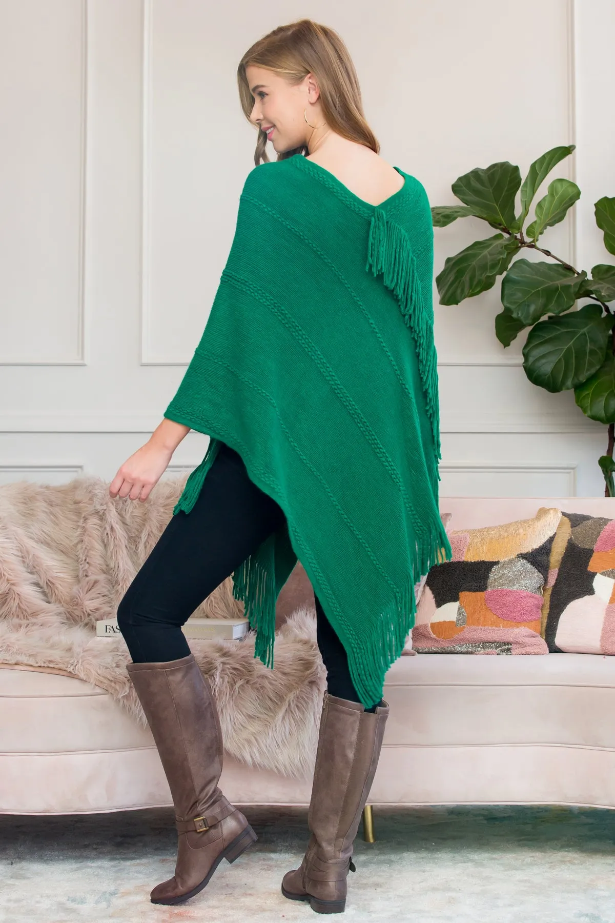 ASYMMETRIC FRINGE PONCHO/6PCS