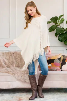 ASYMMETRIC FRINGE PONCHO/6PCS