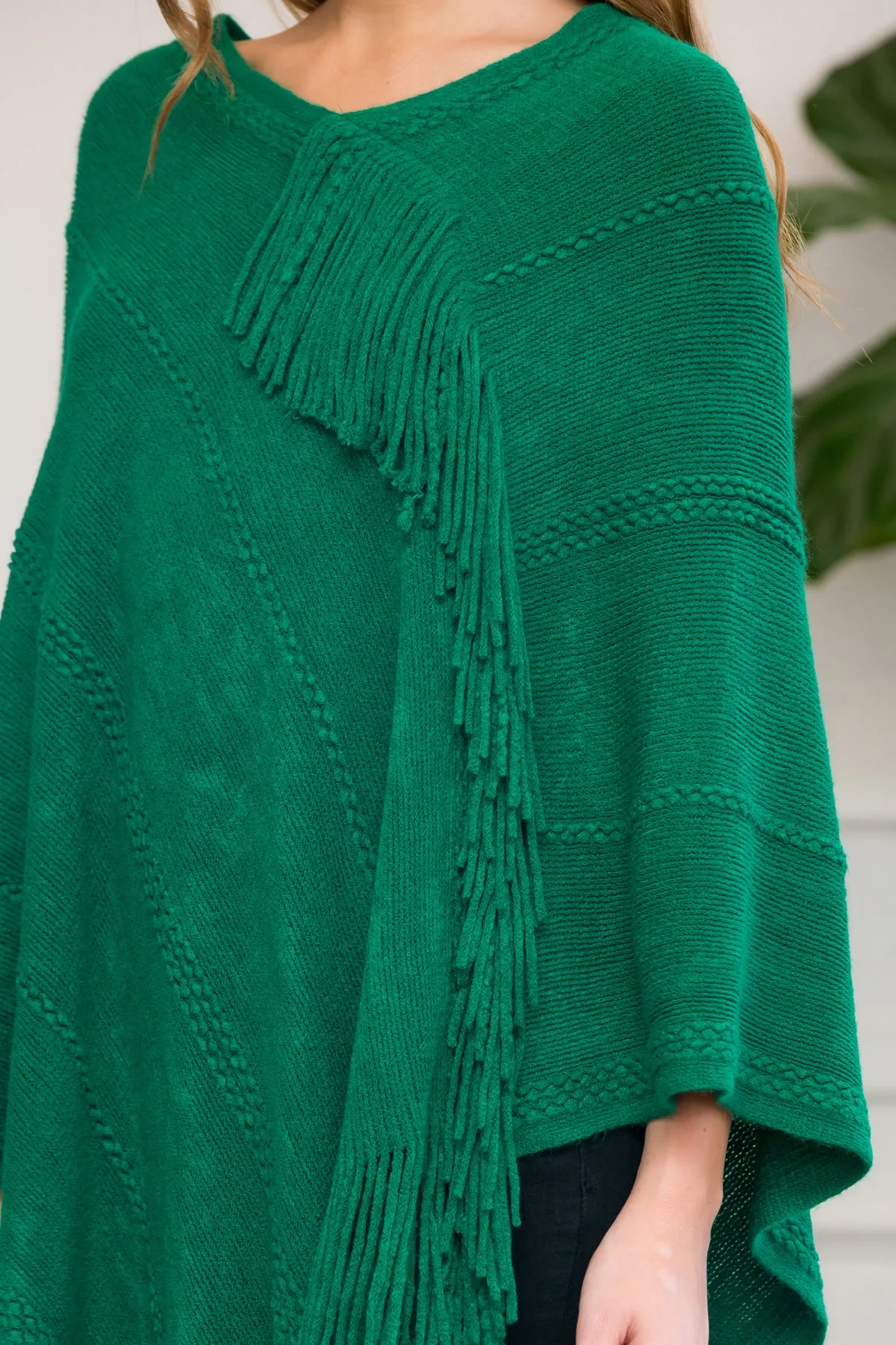 ASYMMETRIC FRINGE PONCHO/6PCS