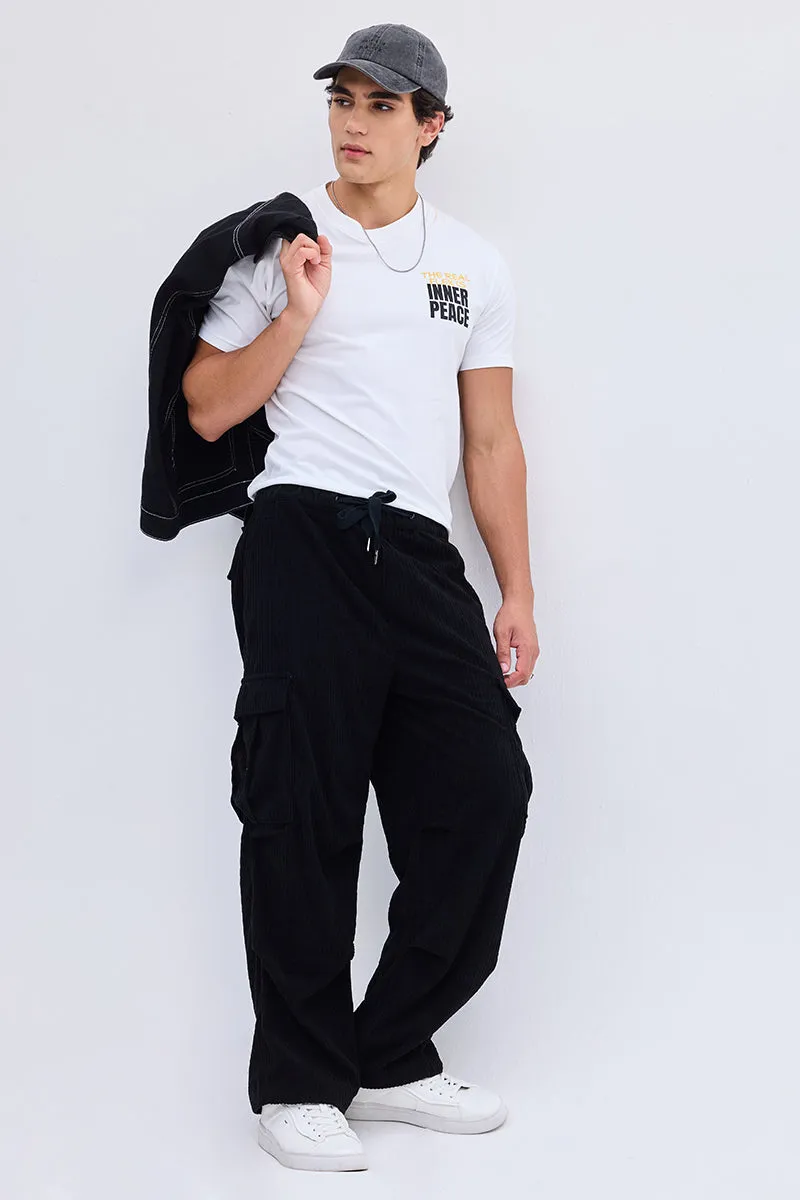 Black Corduroy Baggy Fit Cargo