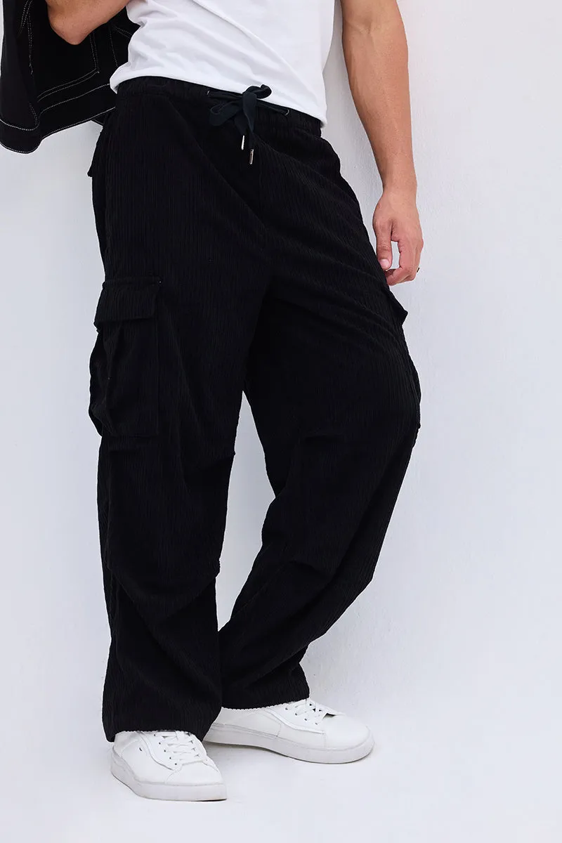 Black Corduroy Baggy Fit Cargo