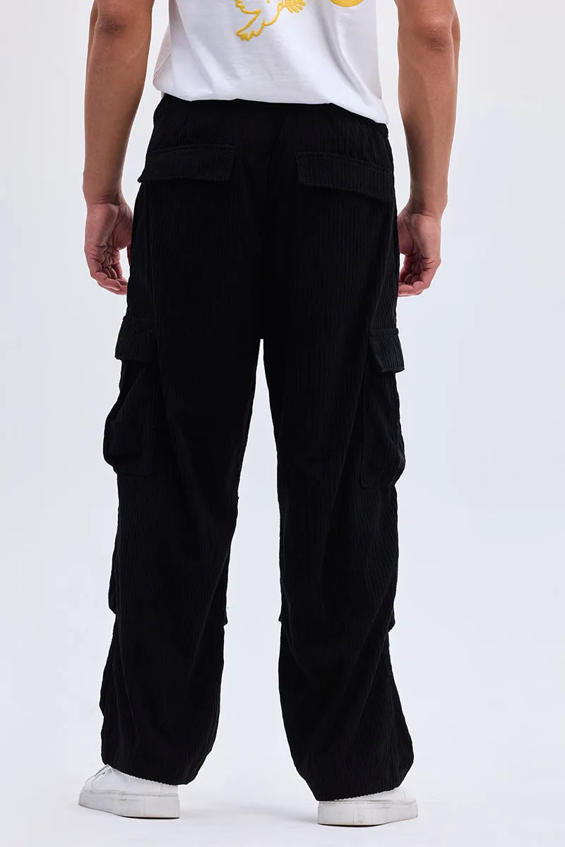 Black Corduroy Baggy Fit Cargo