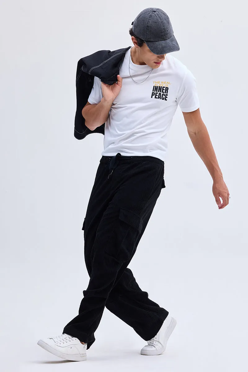 Black Corduroy Baggy Fit Cargo