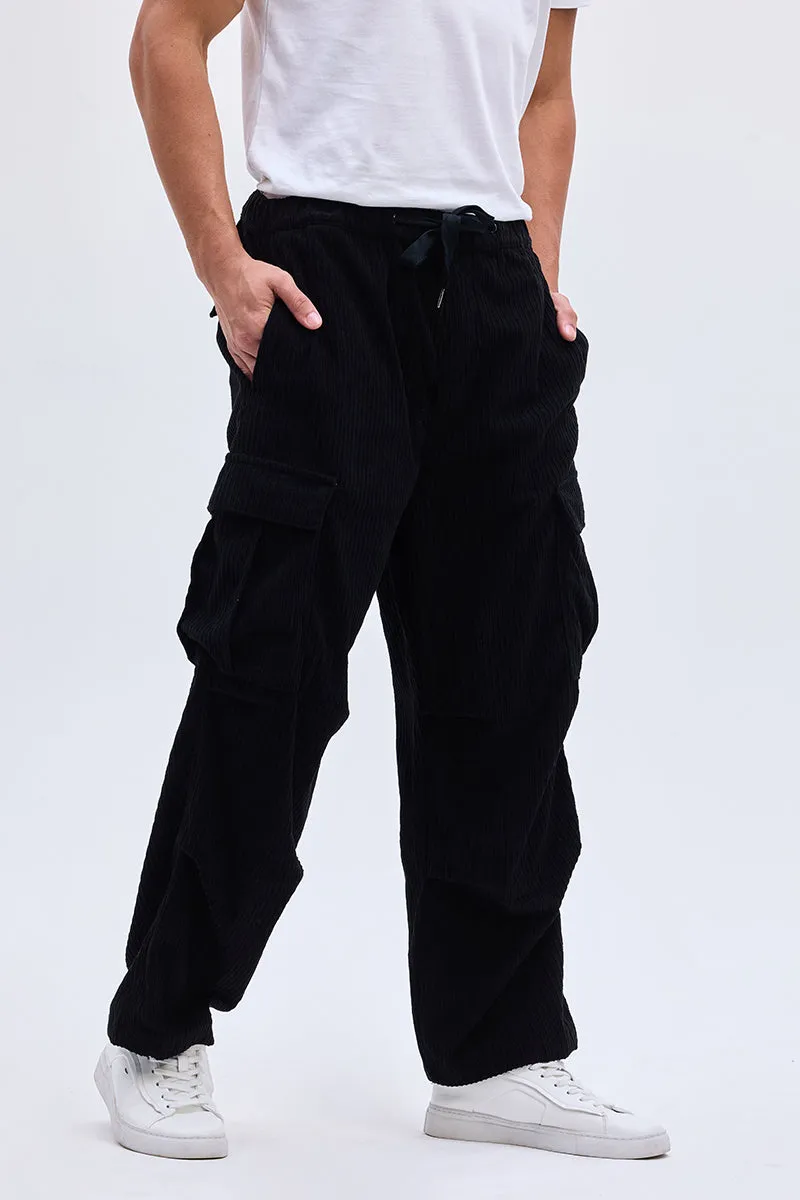 Black Corduroy Baggy Fit Cargo