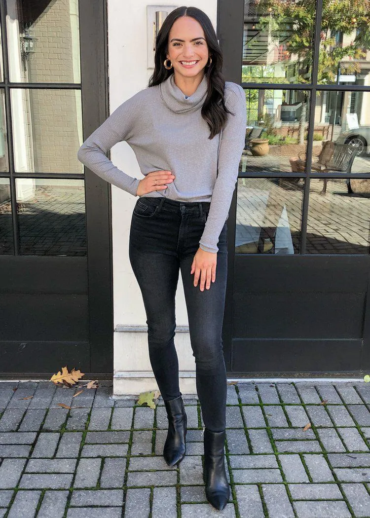 Bobi Favorite Slub Long sleeve Cowl Neck-Overcast ***FINAL SALE***