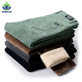 Brand Clothing Winter Warm Corduroy Pants Fashion Thick Fleece Slim Office Cotton Cashmere Trousers Male 28-38