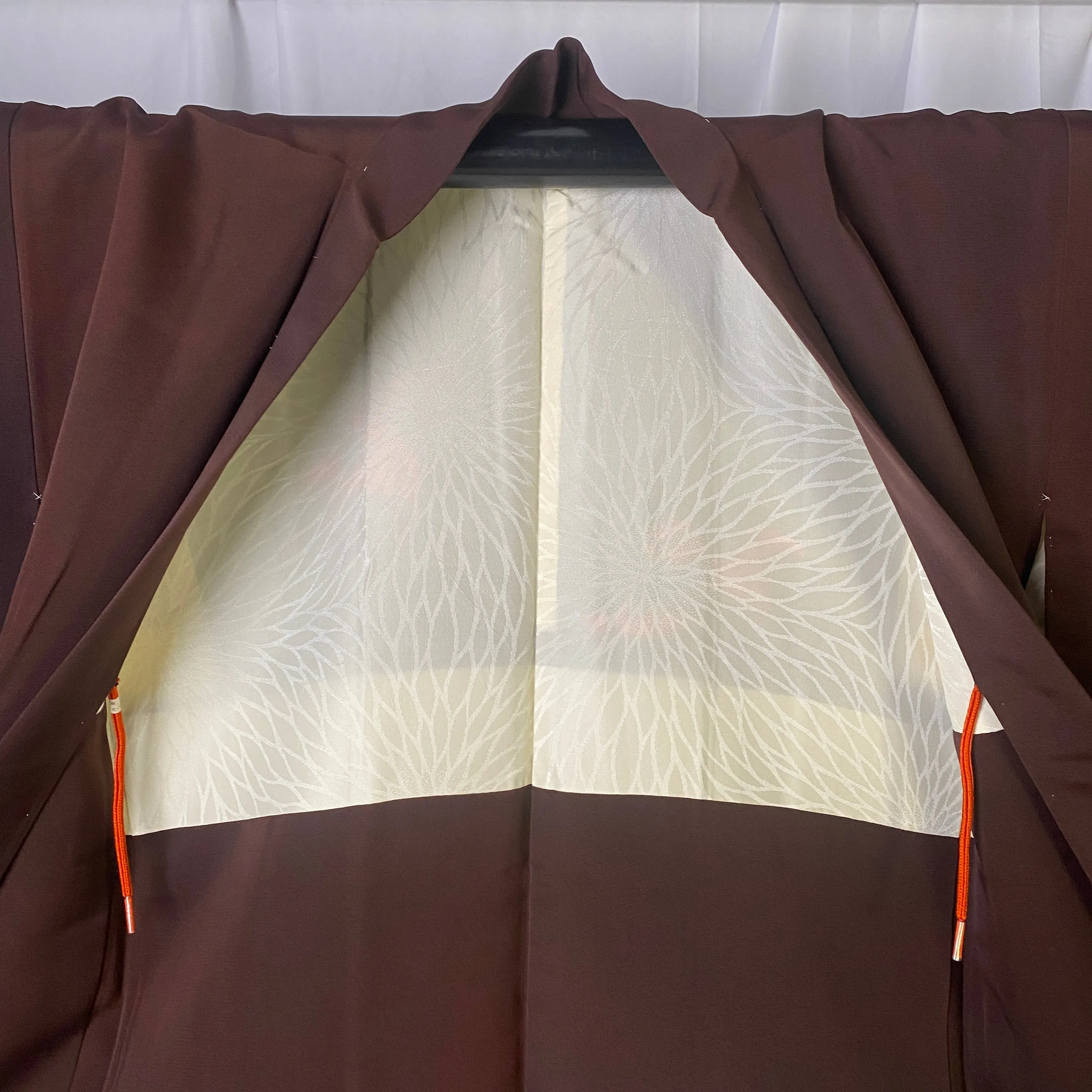 Brown Haori, Japanese Kimono, Small Whole, Senryo, Traditional, Flower, Cardigan, Women's Jacket, Silk Long outer, Casual Layer,Versatile M