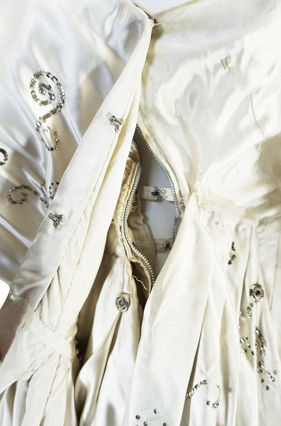 c1959 Maggy Rouff Haute Couture Champagne Silk Gown