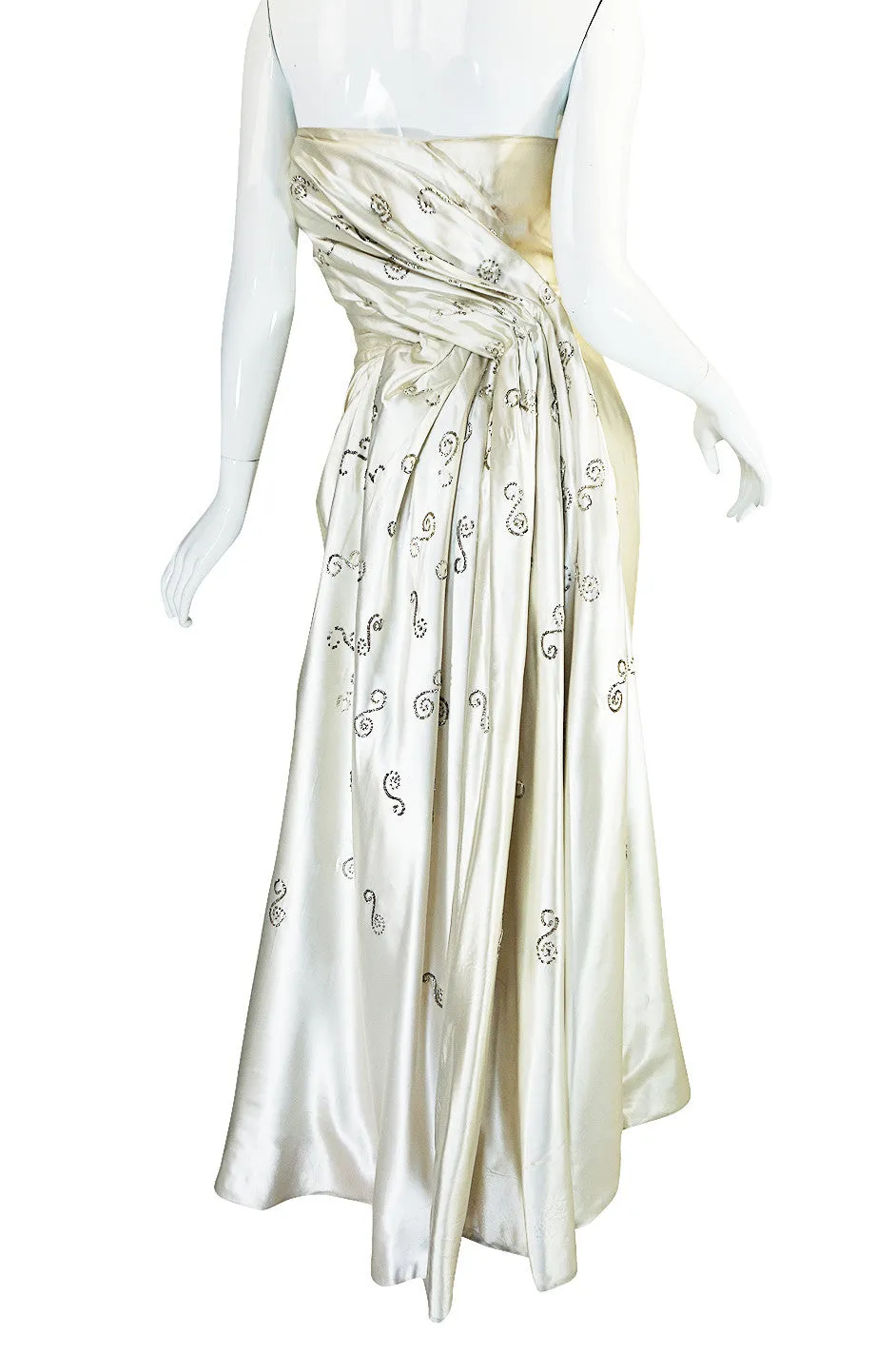 c1959 Maggy Rouff Haute Couture Champagne Silk Gown
