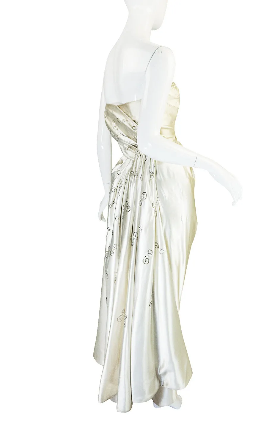c1959 Maggy Rouff Haute Couture Champagne Silk Gown
