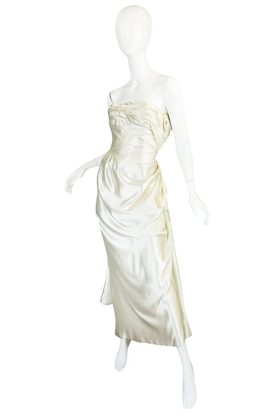 c1959 Maggy Rouff Haute Couture Champagne Silk Gown