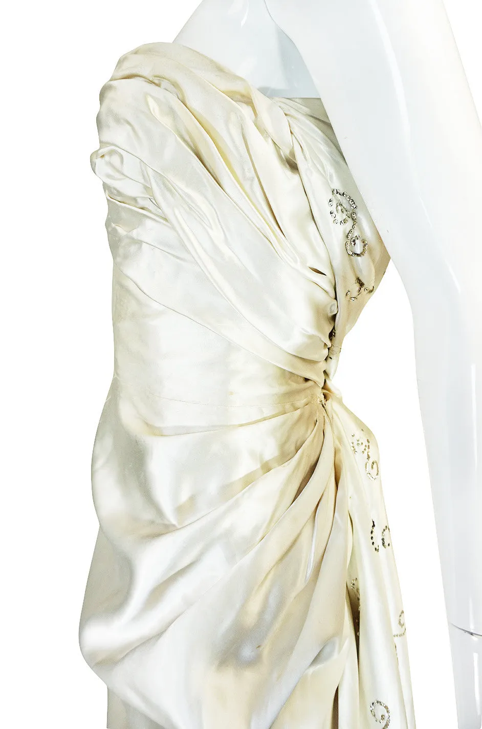 c1959 Maggy Rouff Haute Couture Champagne Silk Gown
