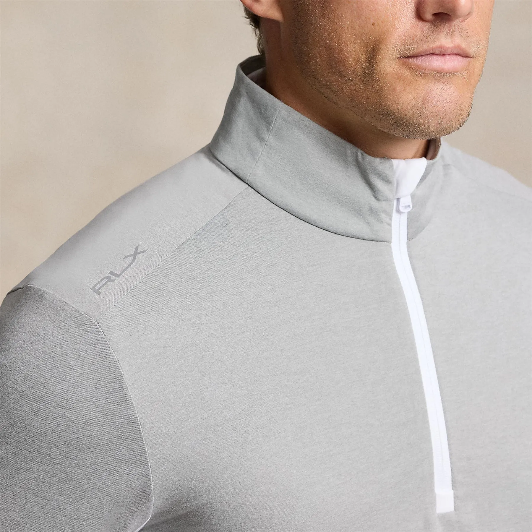 Classic Fit Stretch Jersey Pullover Ceramic White/Andover Heather - AW24