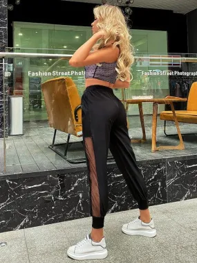 Contrast Fishnet Cropped Jogger
