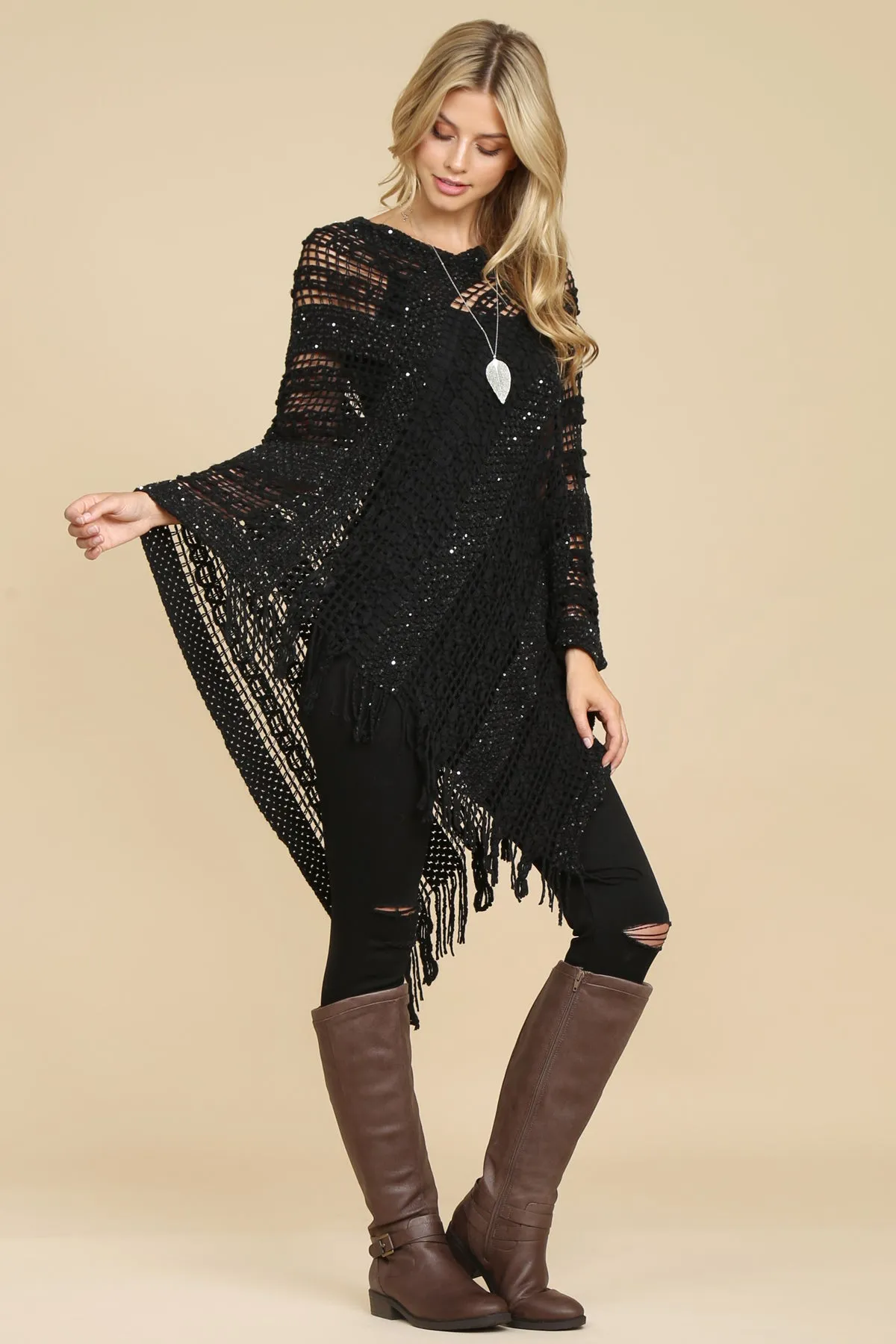 CROCHET NATIVE PATTERN PONCHO/6PCS