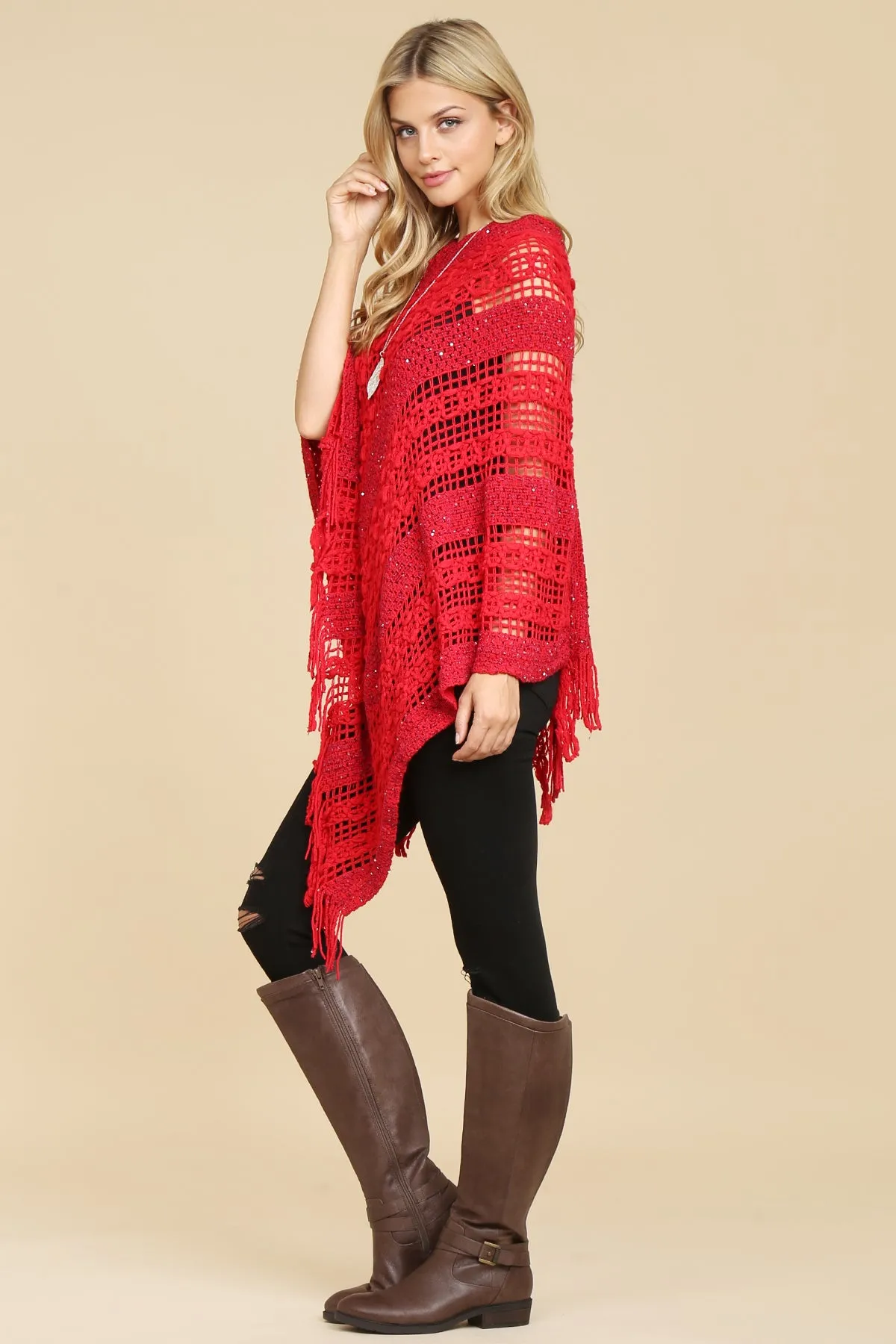CROCHET NATIVE PATTERN PONCHO/6PCS
