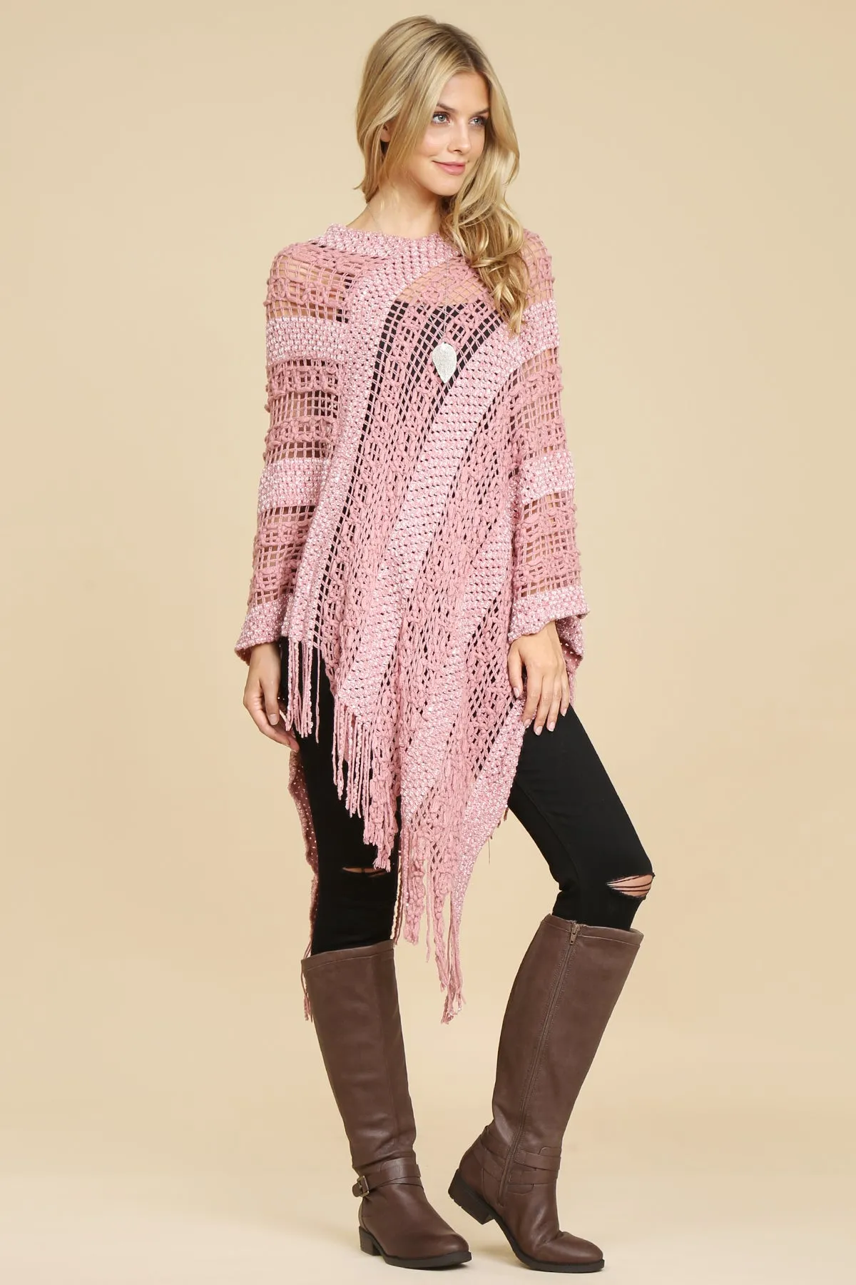 CROCHET NATIVE PATTERN PONCHO/6PCS