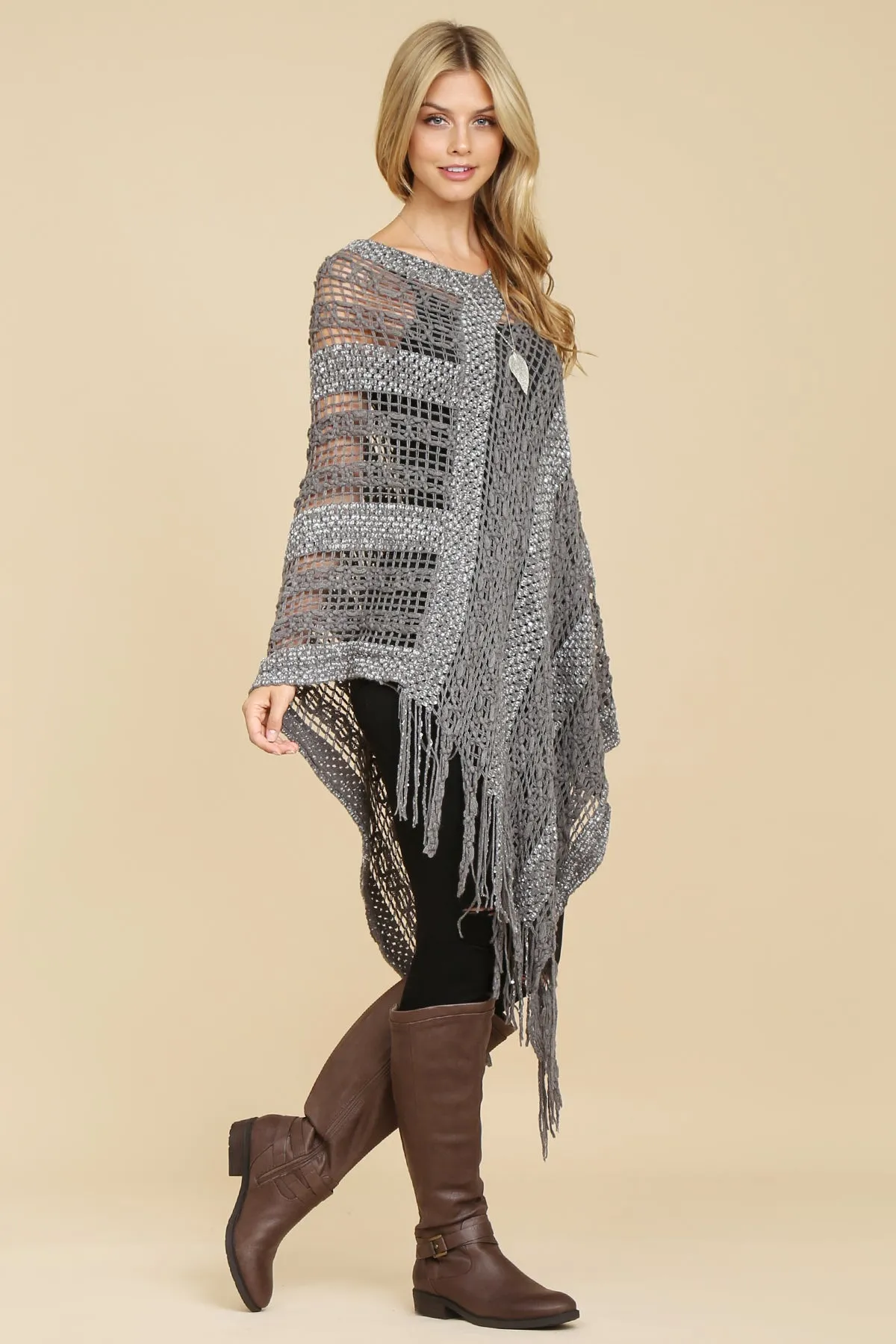 CROCHET NATIVE PATTERN PONCHO/6PCS