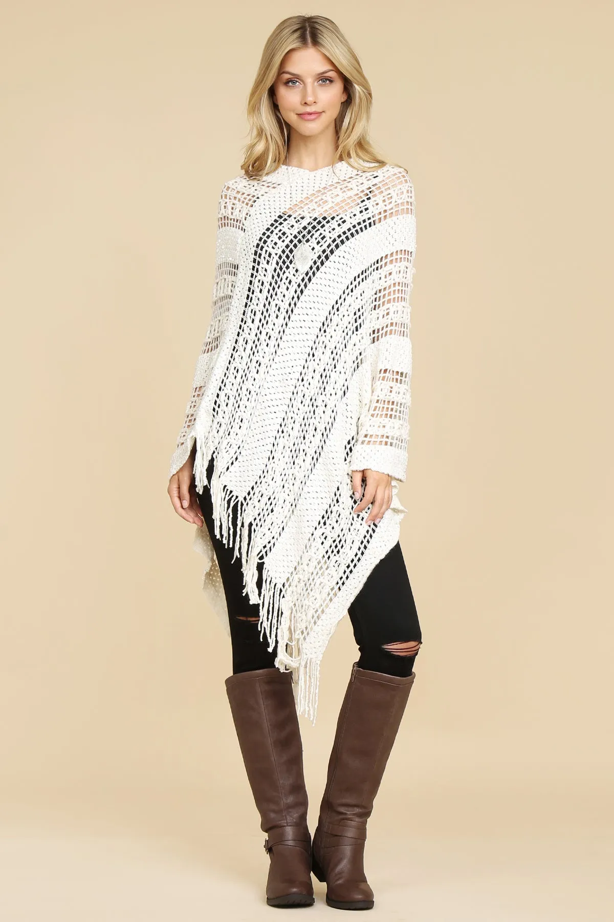 CROCHET NATIVE PATTERN PONCHO/6PCS