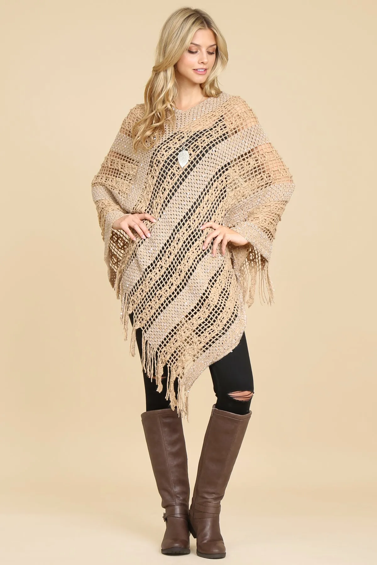 CROCHET NATIVE PATTERN PONCHO/6PCS