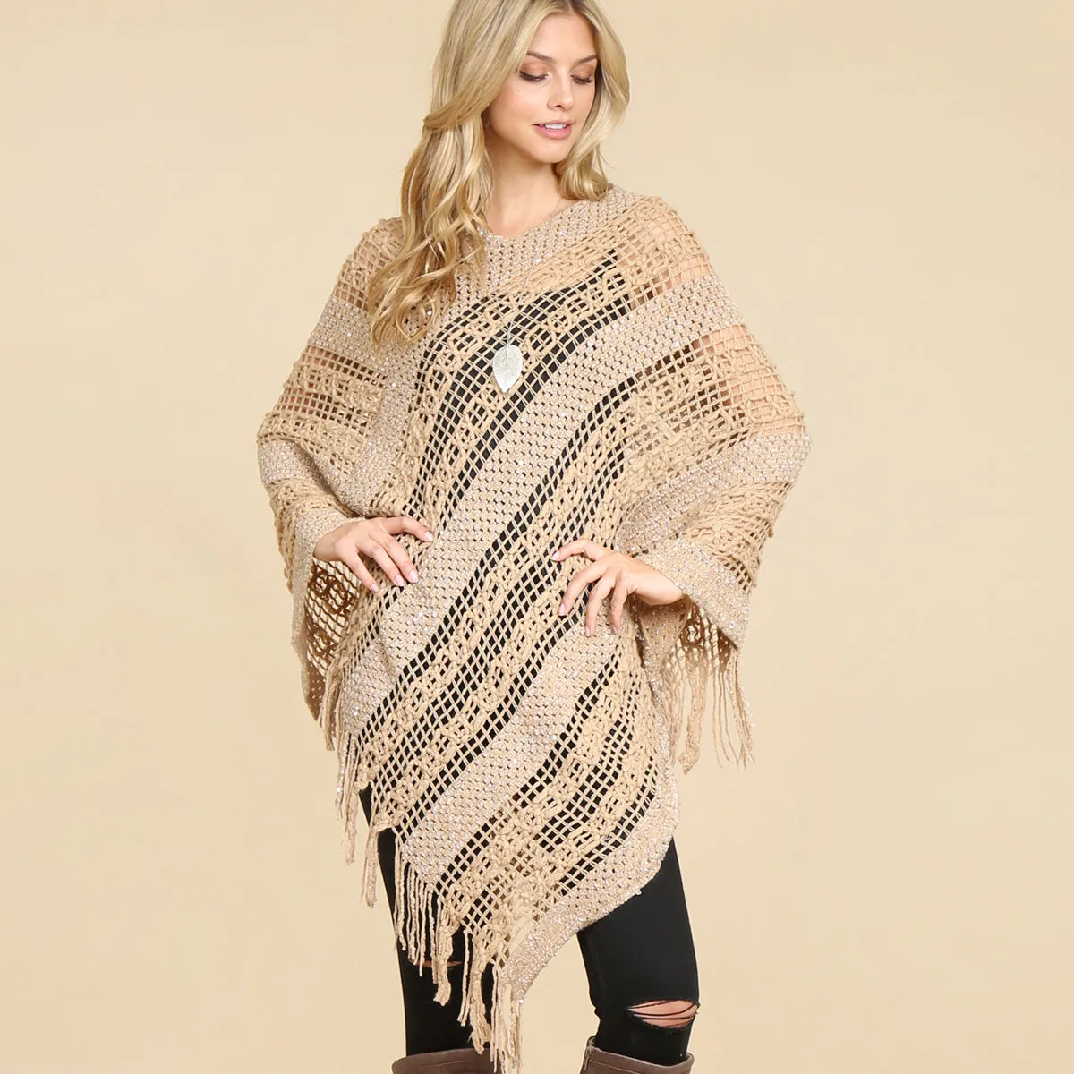 CROCHET NATIVE PATTERN PONCHO/6PCS