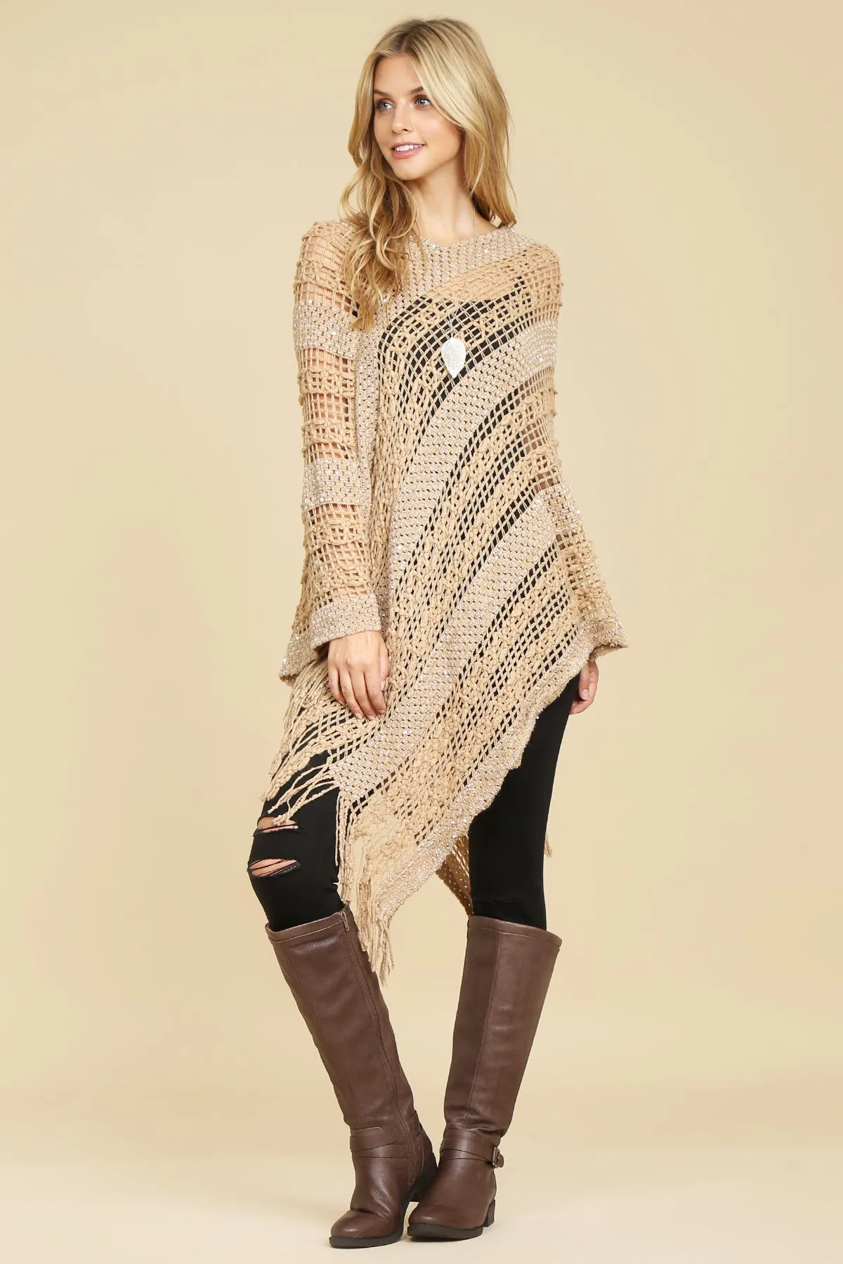 CROCHET NATIVE PATTERN PONCHO/6PCS