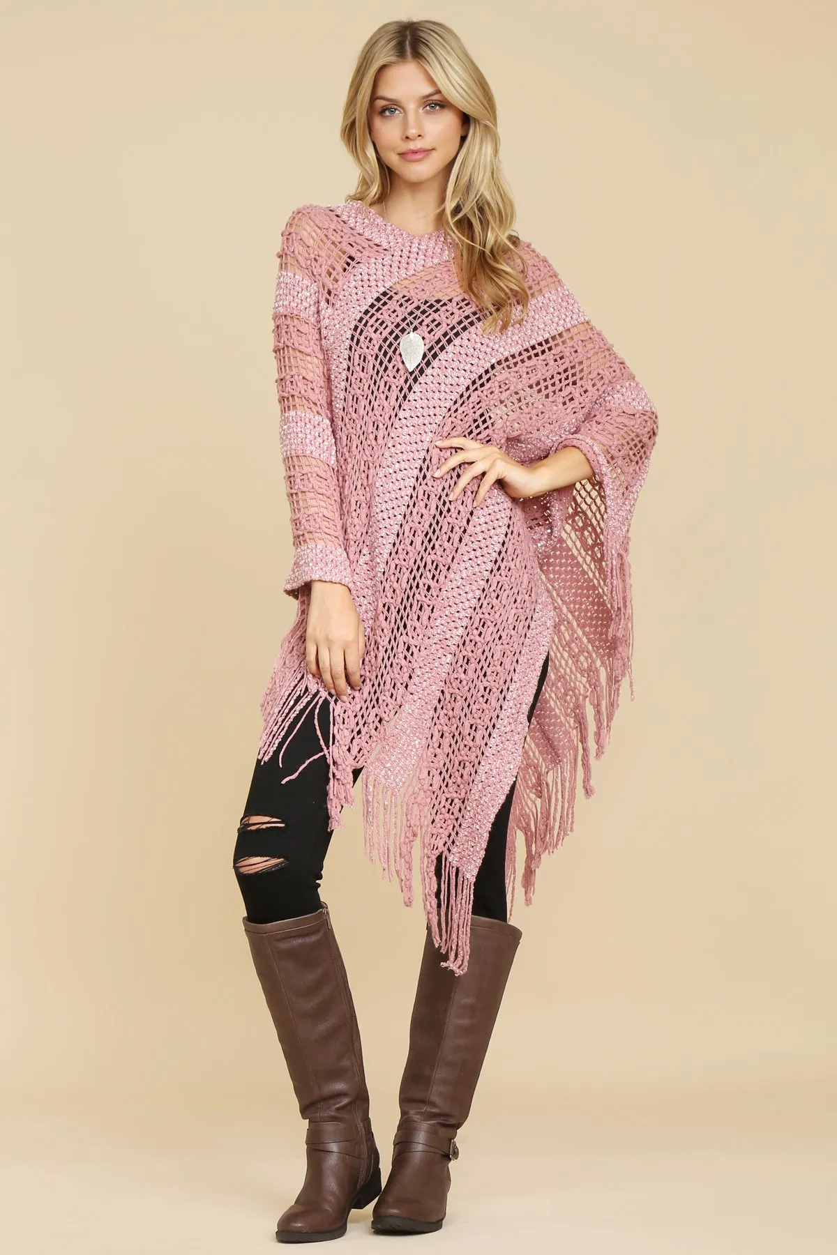 CROCHET NATIVE PATTERN PONCHO/6PCS