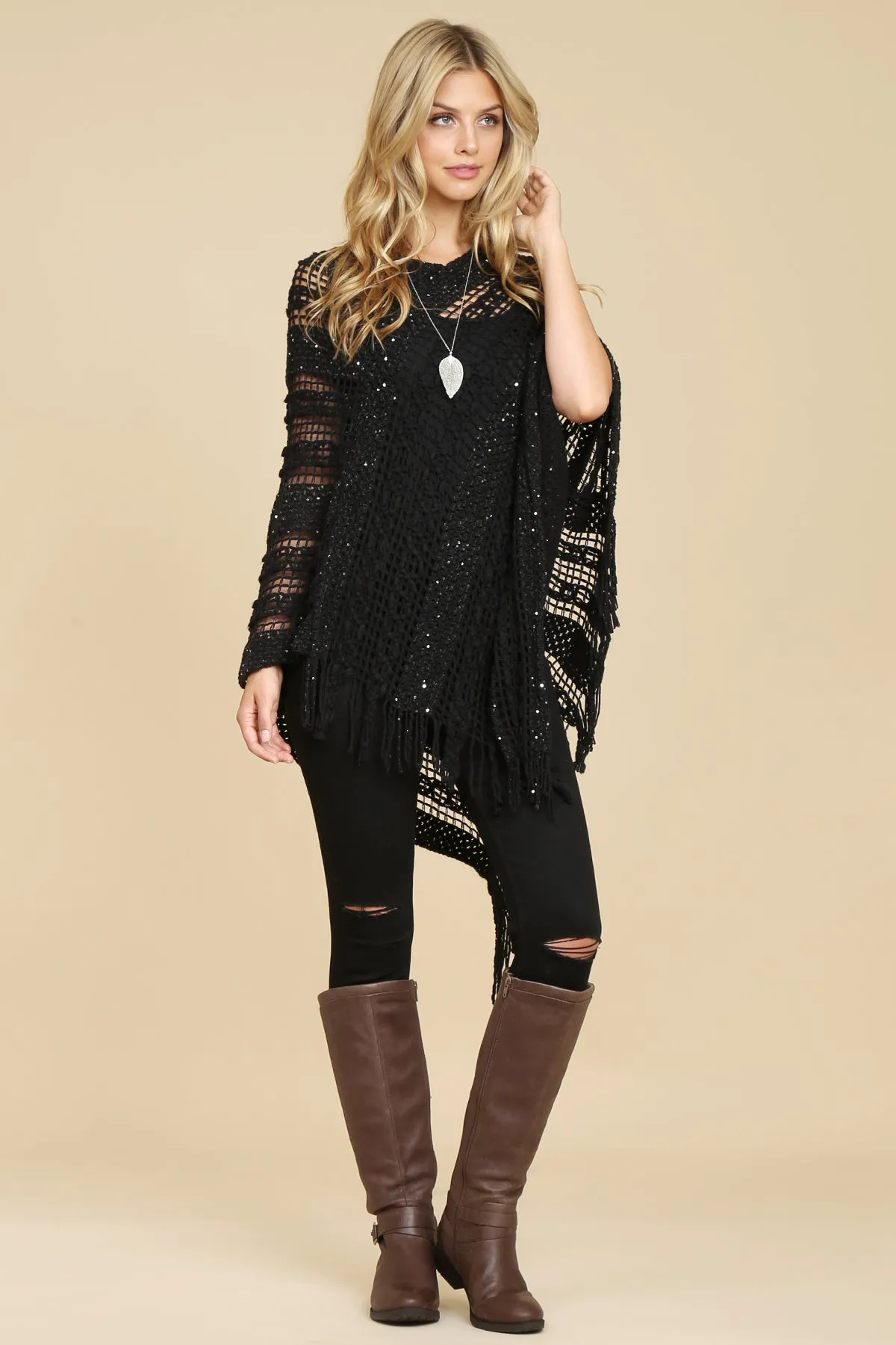 CROCHET NATIVE PATTERN PONCHO/6PCS