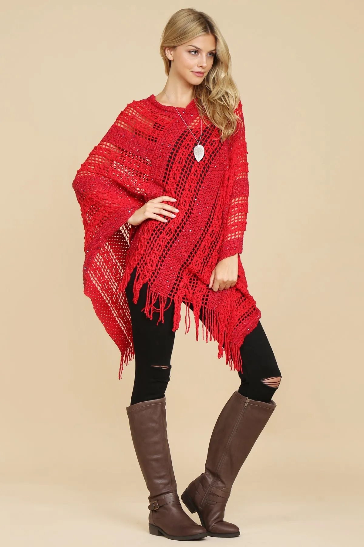 CROCHET NATIVE PATTERN PONCHO/6PCS
