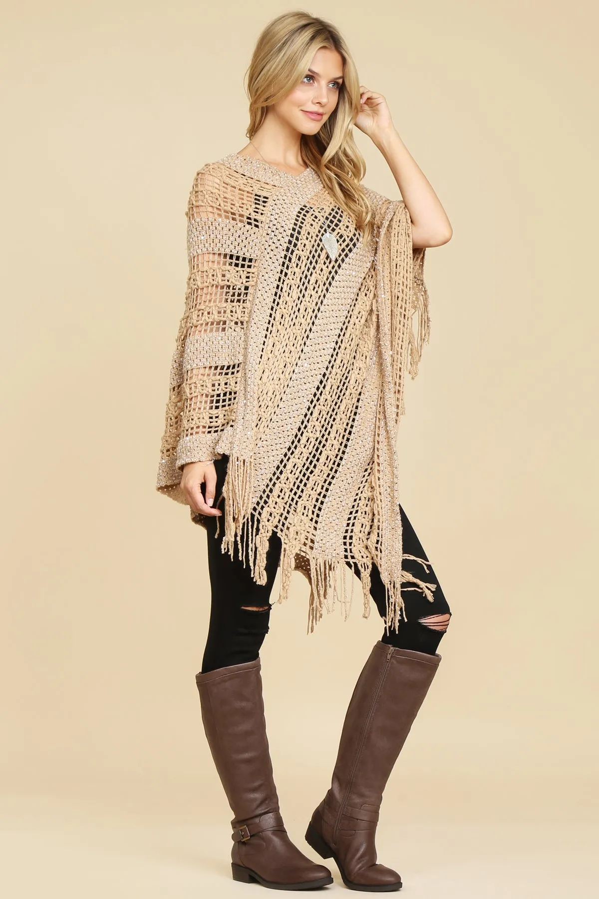 CROCHET NATIVE PATTERN PONCHO/6PCS