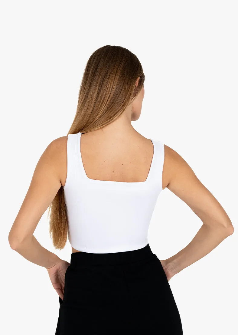 Elevate Ribbed Square Tank White