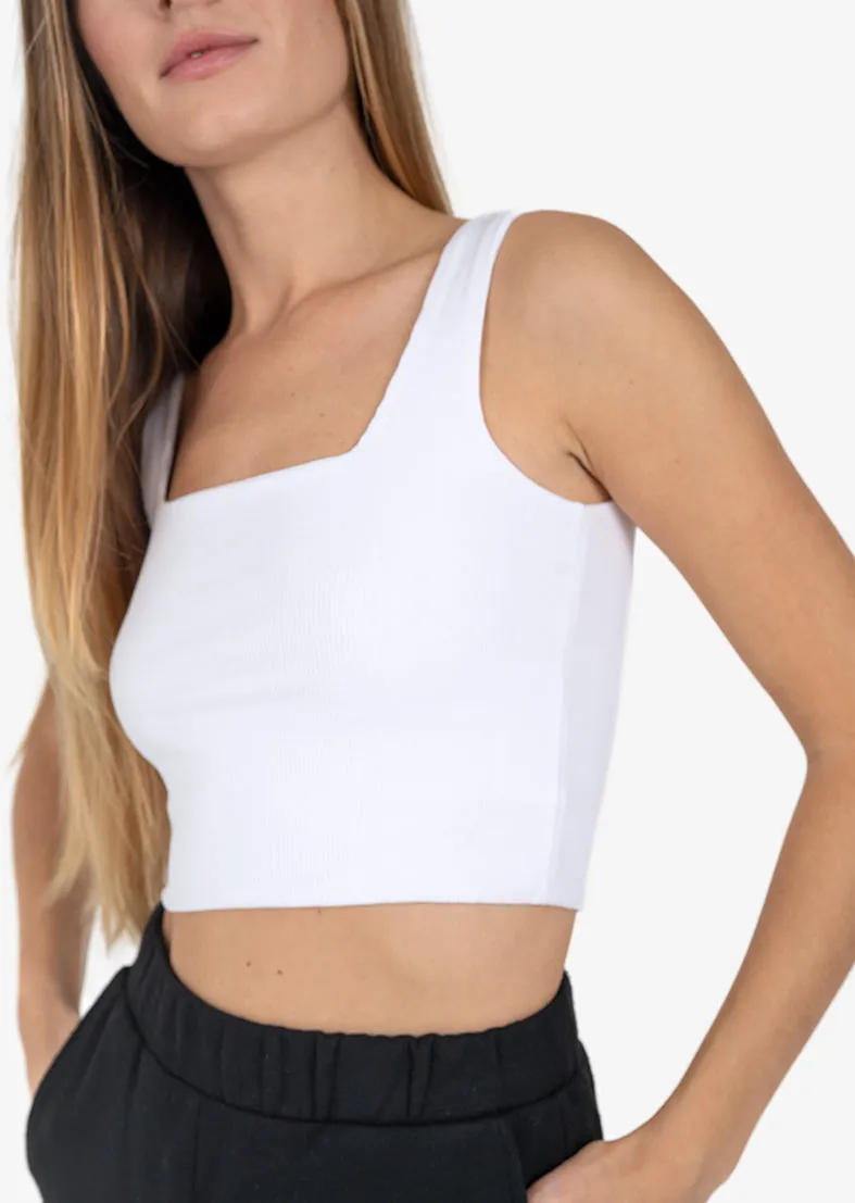 Elevate Ribbed Square Tank White