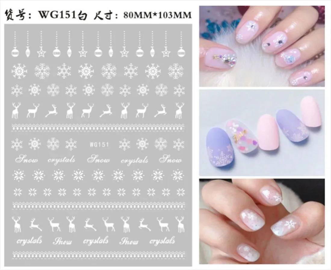 Festive Santa & Snowman Nail Art Stickers for Merry Christmas Manicures