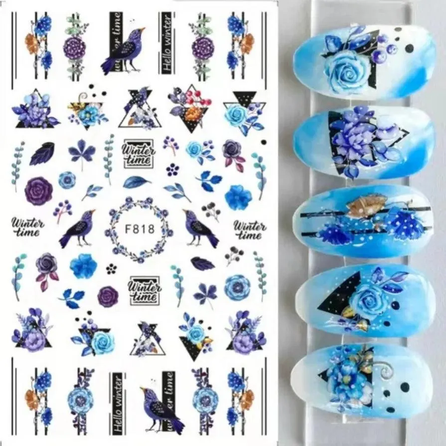 Festive Santa & Snowman Nail Art Stickers for Merry Christmas Manicures