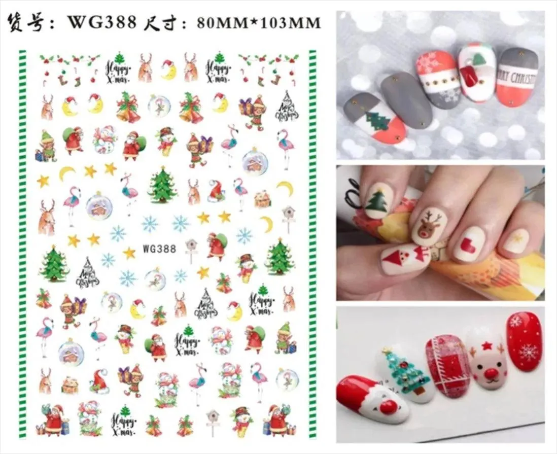 Festive Santa & Snowman Nail Art Stickers for Merry Christmas Manicures