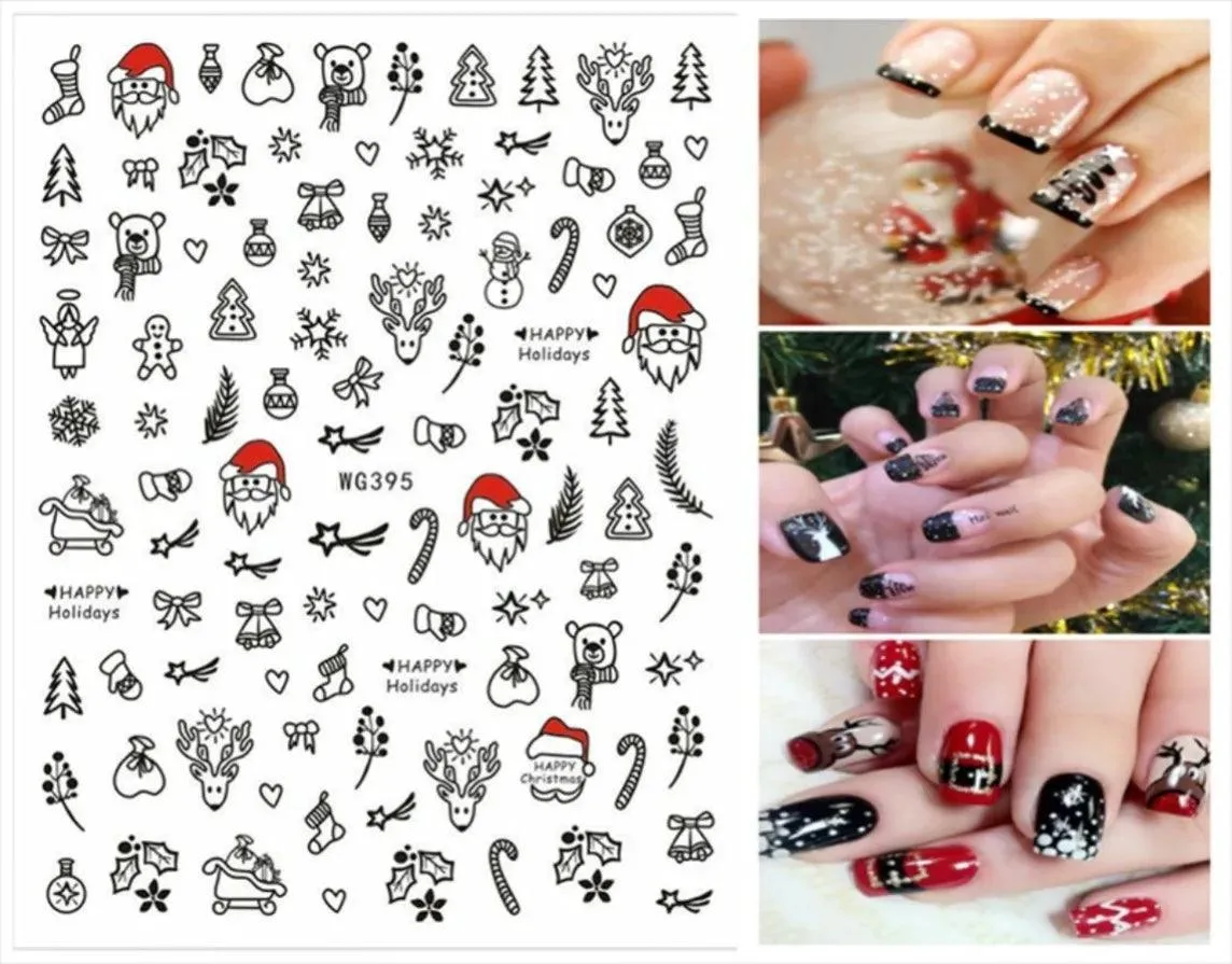 Festive Santa & Snowman Nail Art Stickers for Merry Christmas Manicures