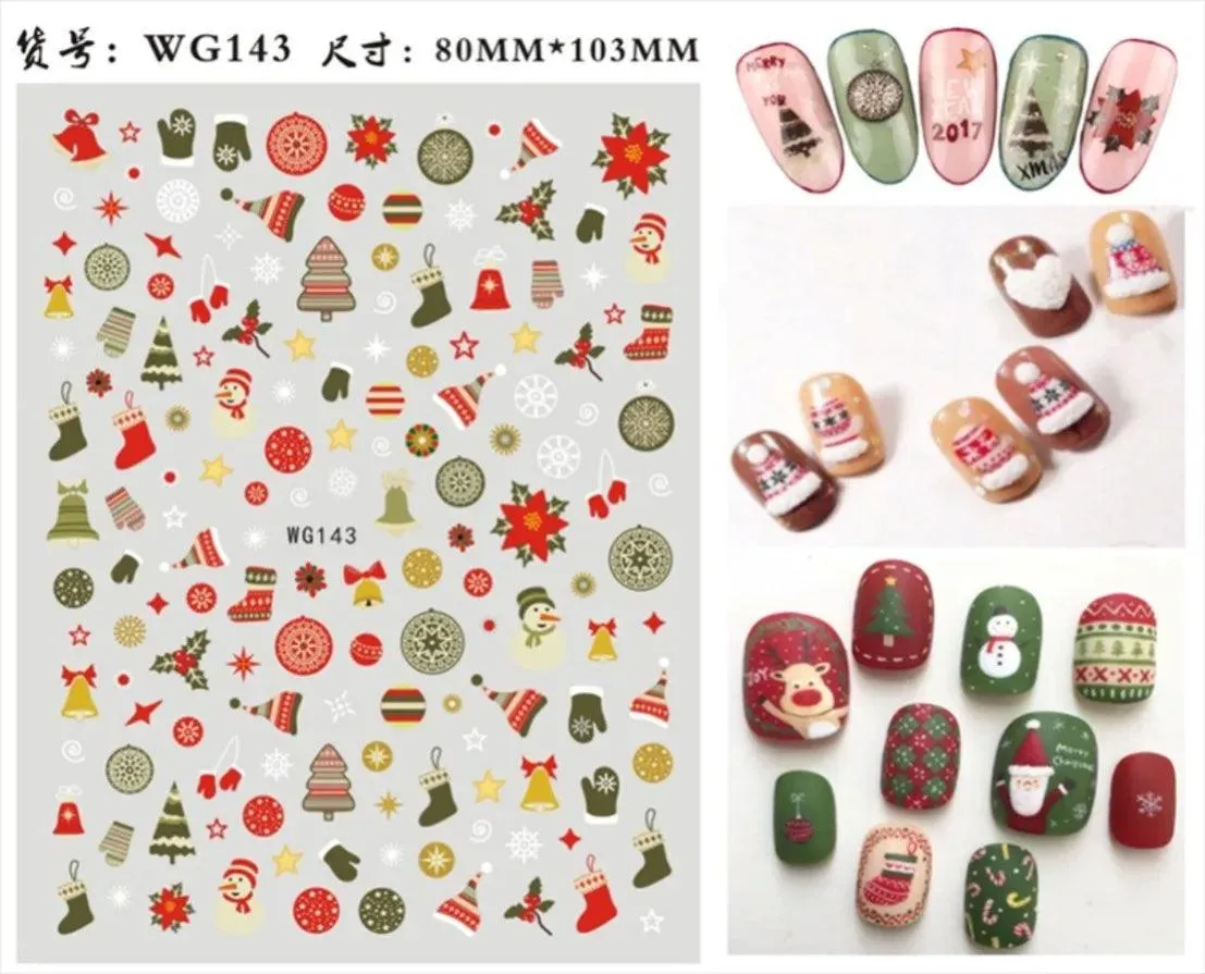 Festive Santa & Snowman Nail Art Stickers for Merry Christmas Manicures