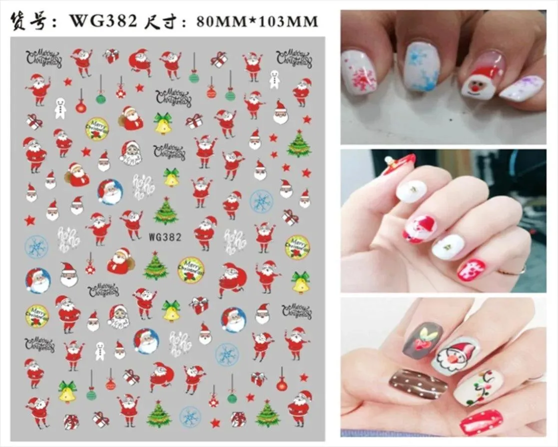 Festive Santa & Snowman Nail Art Stickers for Merry Christmas Manicures