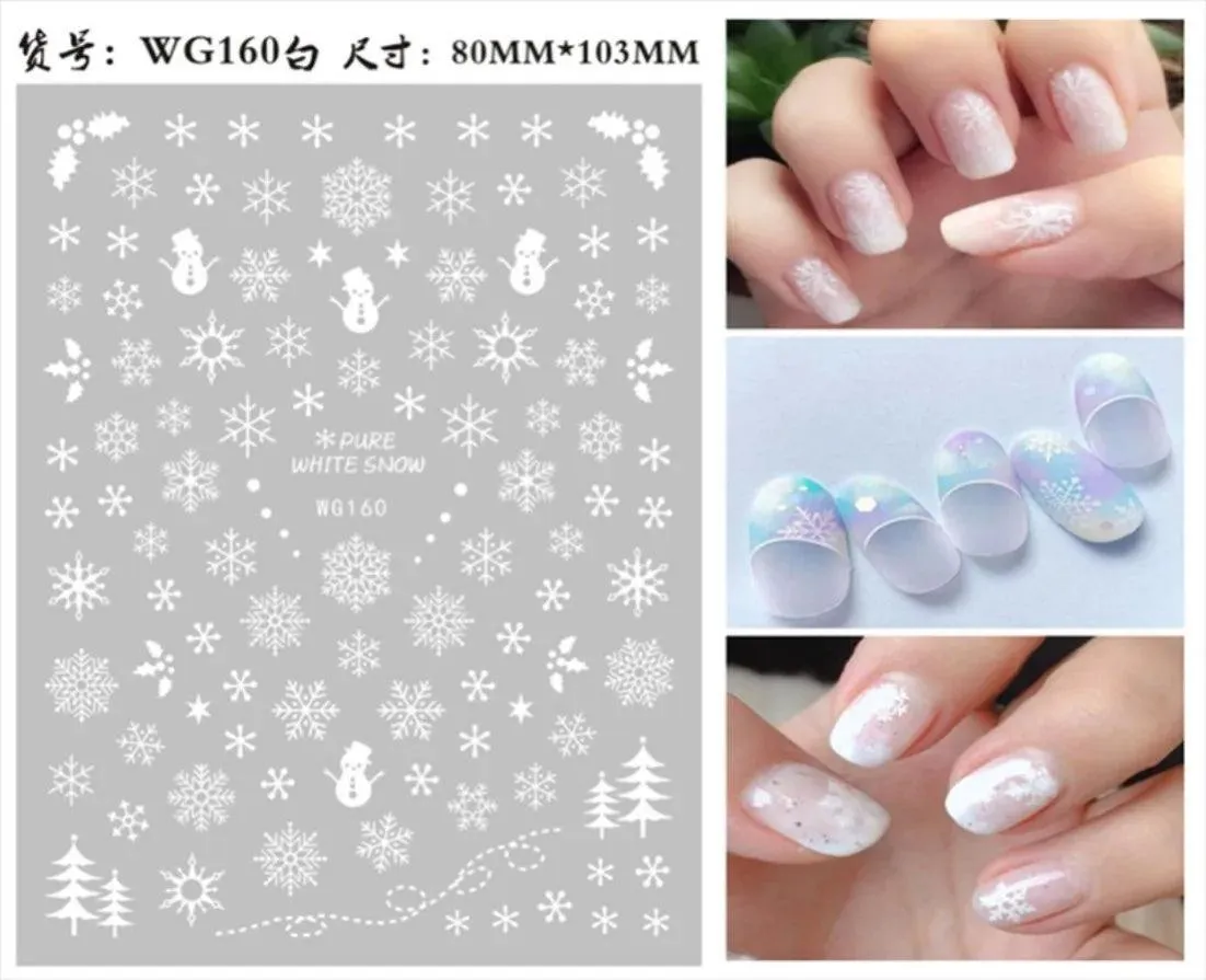Festive Santa & Snowman Nail Art Stickers for Merry Christmas Manicures