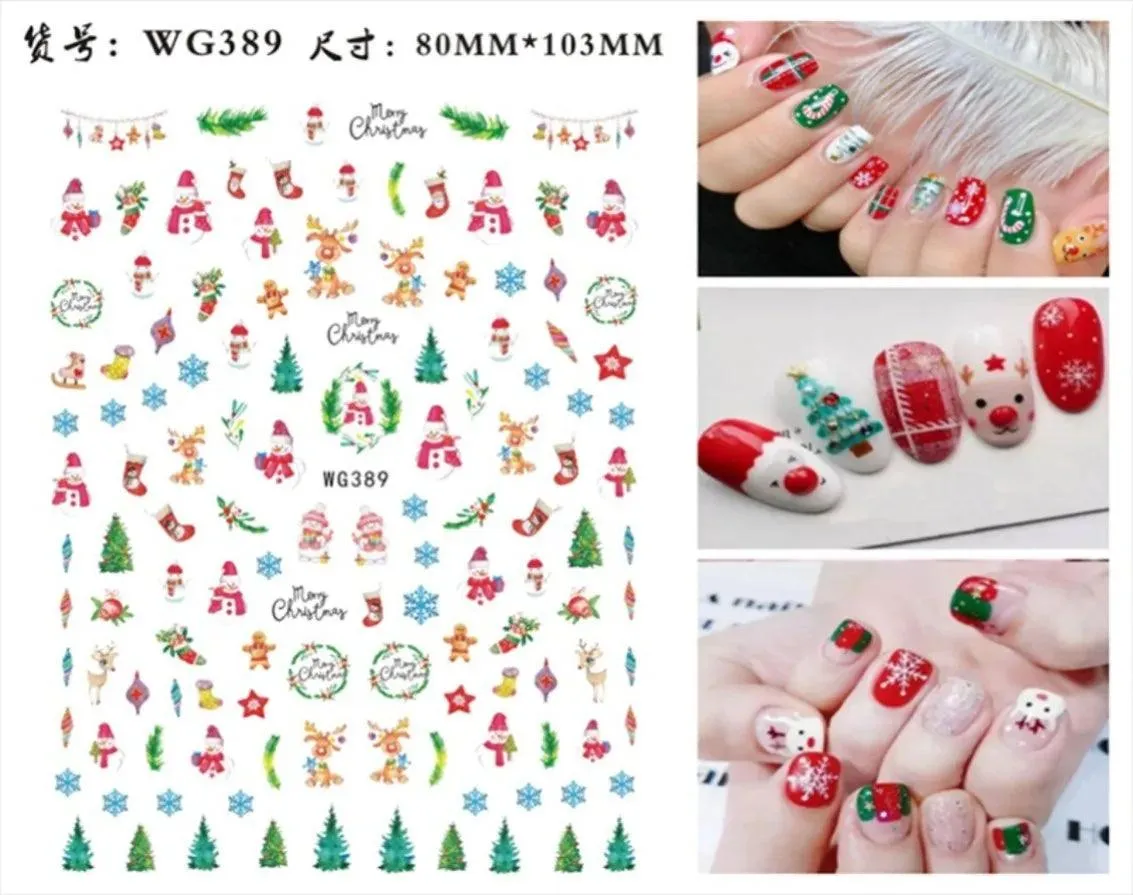Festive Santa & Snowman Nail Art Stickers for Merry Christmas Manicures