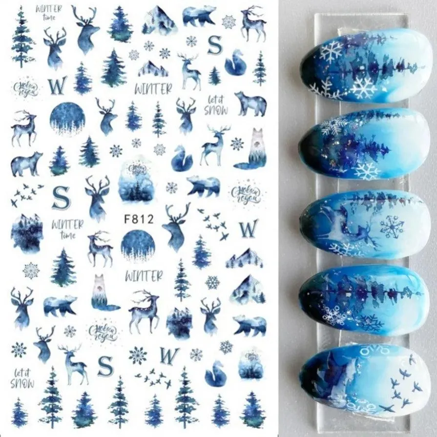 Festive Santa & Snowman Nail Art Stickers for Merry Christmas Manicures