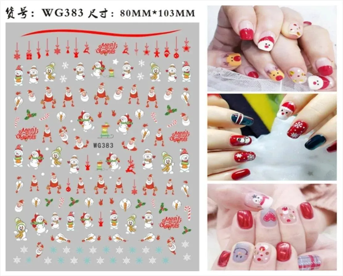Festive Santa & Snowman Nail Art Stickers for Merry Christmas Manicures