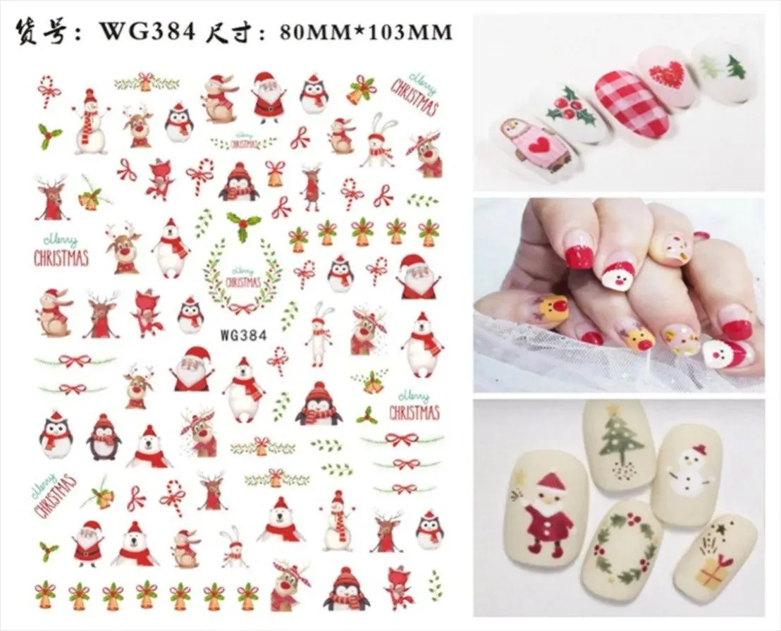 Festive Santa & Snowman Nail Art Stickers for Merry Christmas Manicures