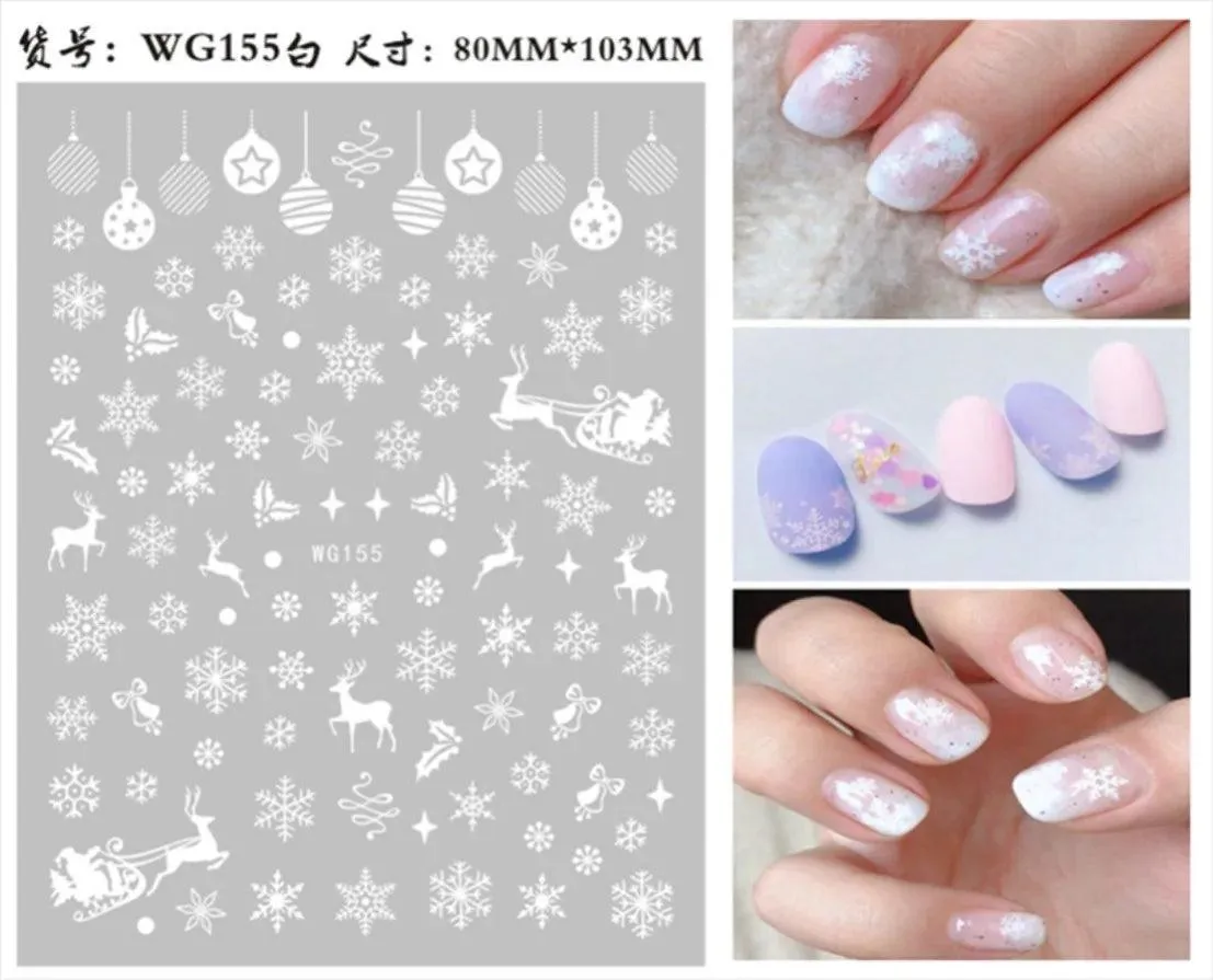 Festive Santa & Snowman Nail Art Stickers for Merry Christmas Manicures