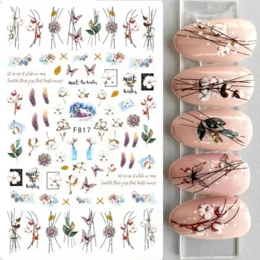 Festive Santa & Snowman Nail Art Stickers for Merry Christmas Manicures